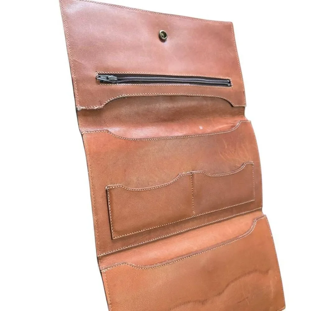 Roots Leather Large Wallet Clutch